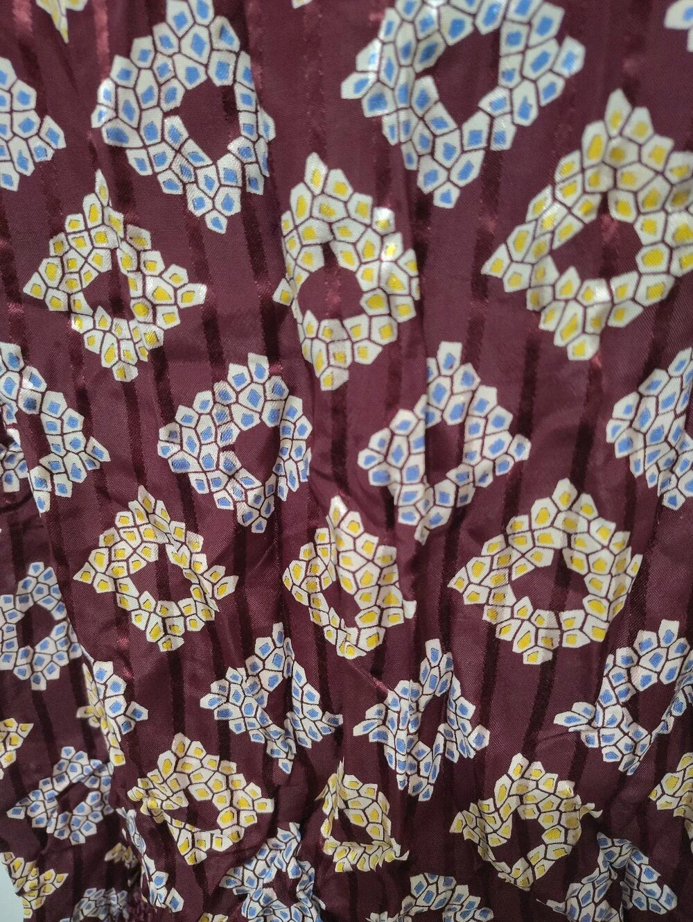 Vtg 1940s Men's Opera Scarf Rayon Fringed Tuxedo Art Deco Foulard Geometric